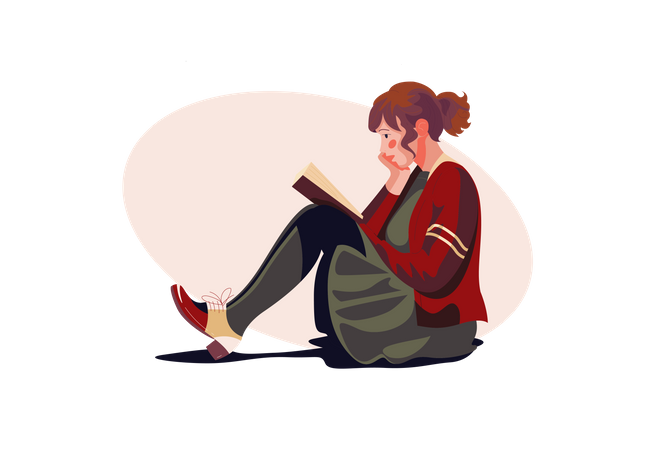 Girl reading book  Illustration