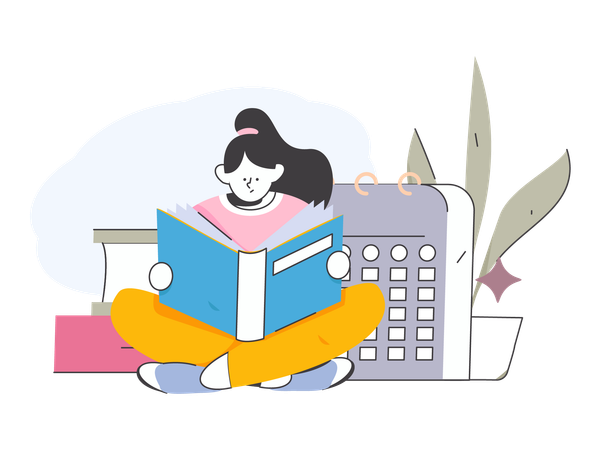 Girl reading book  Illustration