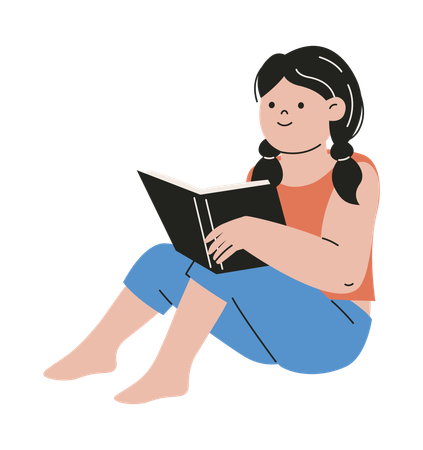 Girl Reading Book  Illustration