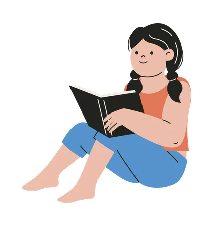 Girl Reading Book  Illustration