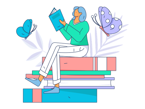 Girl reading book  Illustration