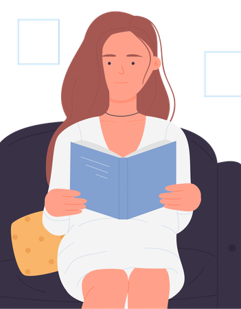 Girl reading book  Illustration