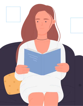 Girl reading book  Illustration