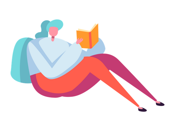 Girl reading book  Illustration