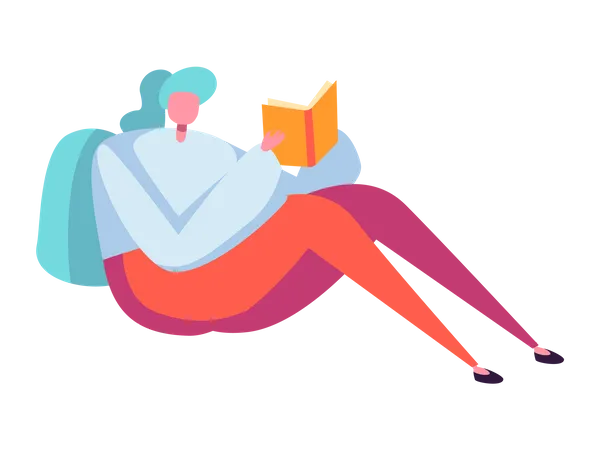 Girl reading book  Illustration