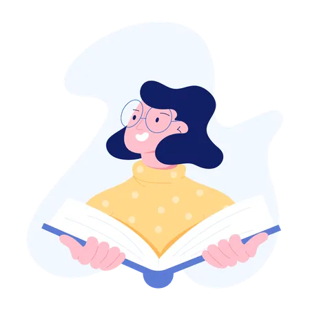 Girl Reading Book  Illustration