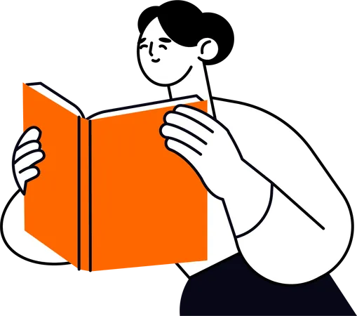 Girl Reading Book  Illustration