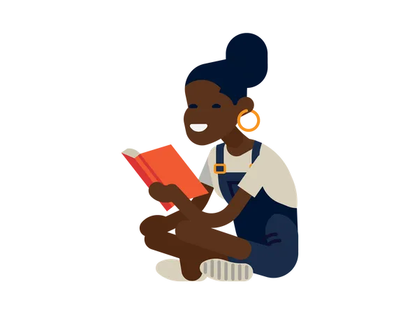 Girl reading book  Illustration