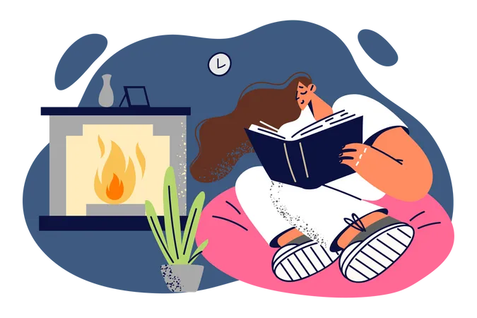 Girl reading book  Illustration