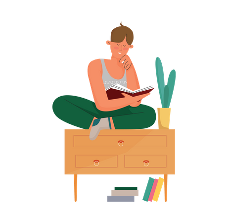 Girl reading book  Illustration