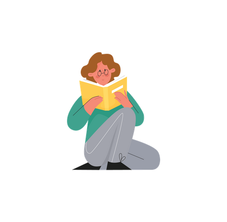 Girl reading book  Illustration