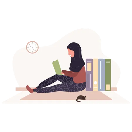 Girl reading book  Illustration