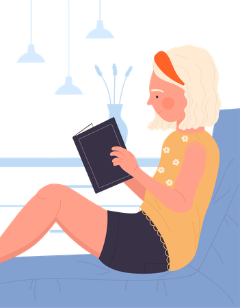 Girl reading book  Illustration