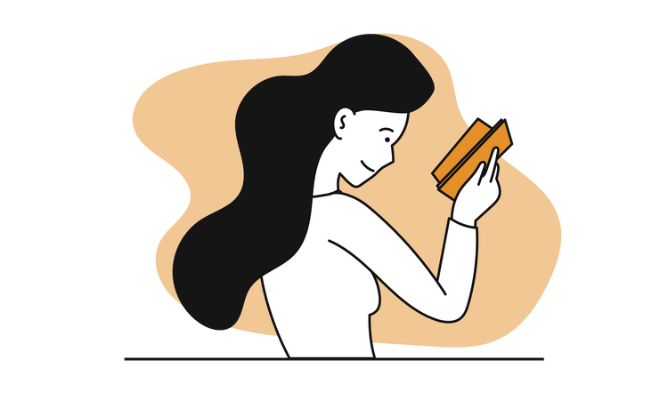 Girl reading book  Illustration