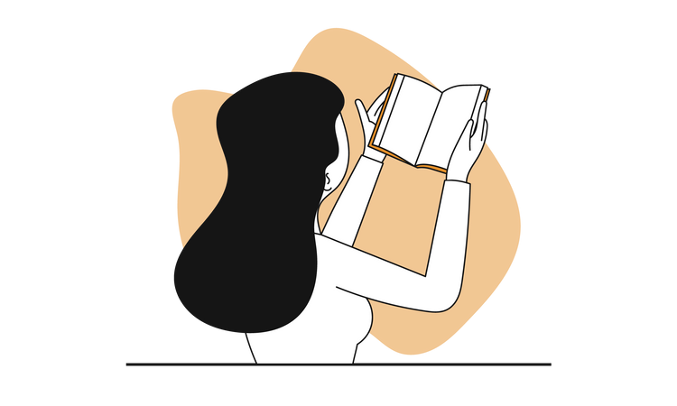 Girl reading book  Illustration