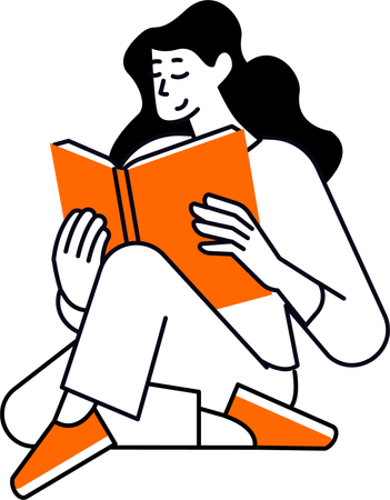 Girl Reading Book  Illustration