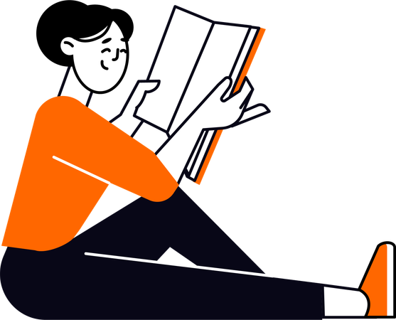 Girl Reading Book  Illustration