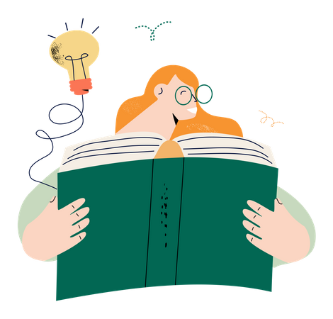 Girl reading book to get knowledge Illustration