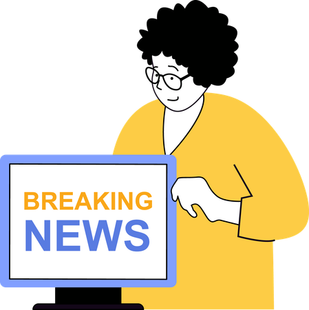 Girl reading breaking news  Illustration