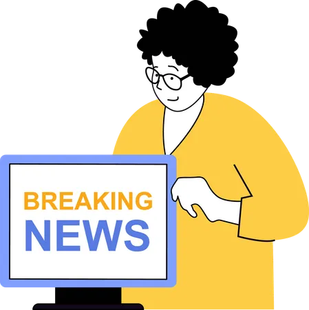 Girl reading breaking news  Illustration