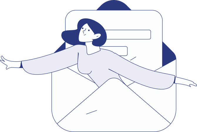 Girl reading business emails  Illustration