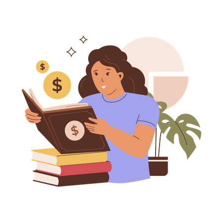 Girl reading Financial literacy  Illustration