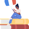 woman reading french illustration free download
