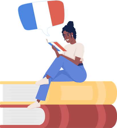 Girl reading french novel  Illustration