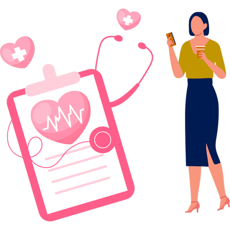 Girl reading heart reports  Illustration