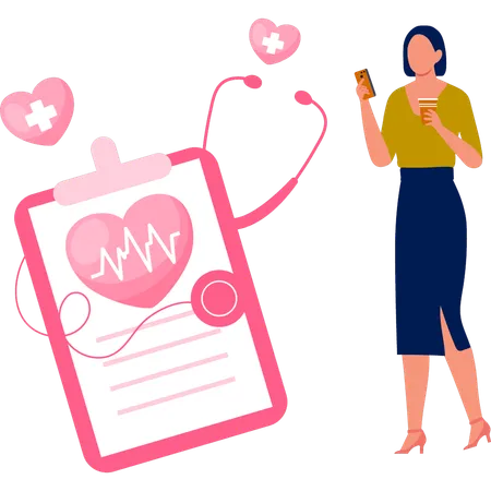 Girl reading heart reports  Illustration