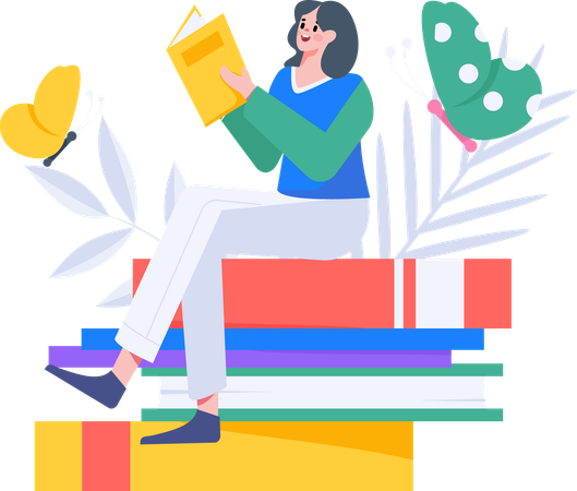 Girl reading  Illustration