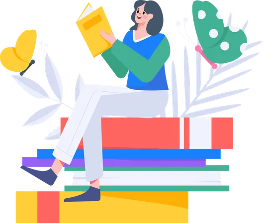 Girl reading  Illustration