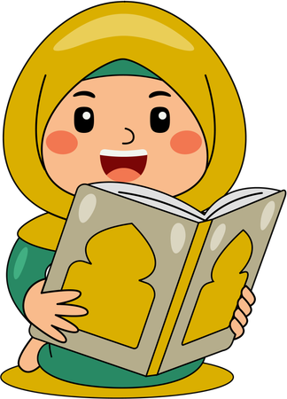 Girl reading islamic holy book  Illustration