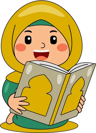 Girl reading islamic holy book  Illustration