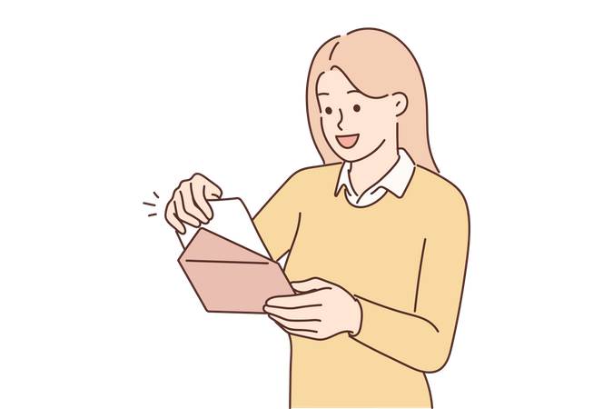 Girl reading letter  Illustration