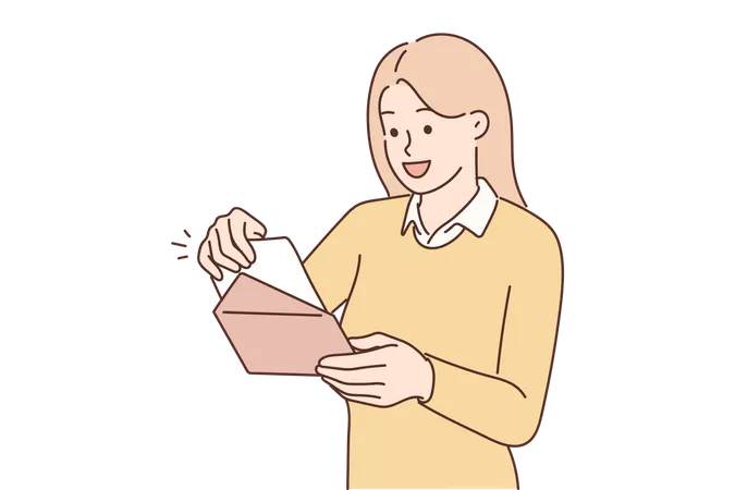 Girl reading letter  Illustration