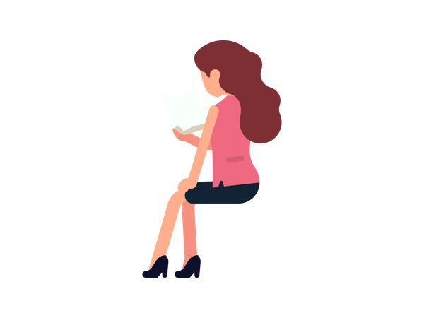 Girl reading manual  Illustration