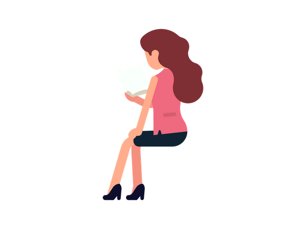 Girl reading manual  Illustration