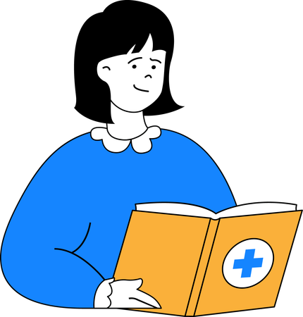 Girl reading medical book  Illustration