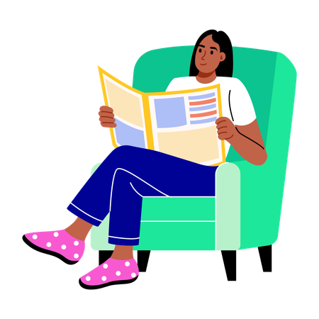Girl reading newspaper  Illustration