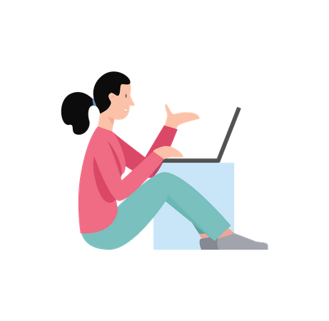 Girl reading online article  Illustration