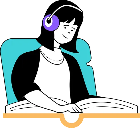 Girl reading online book  Illustration