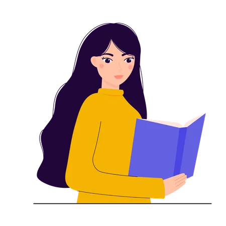 Girl reading reading a book  Illustration