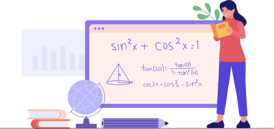 Girl Reading Trigonometry  Illustration