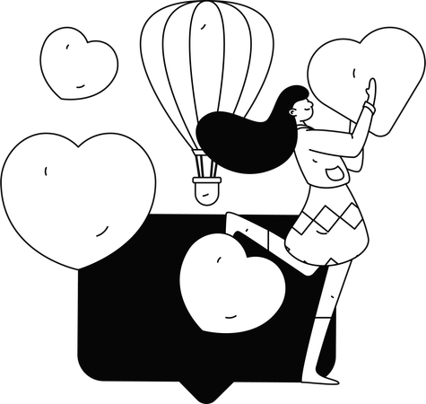 Girl reading valentine message  Illustration