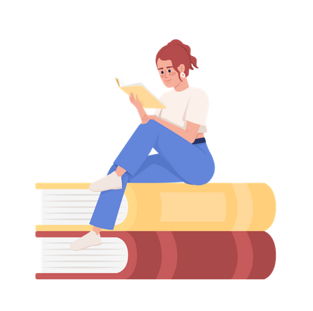 Girl reads book Illustration