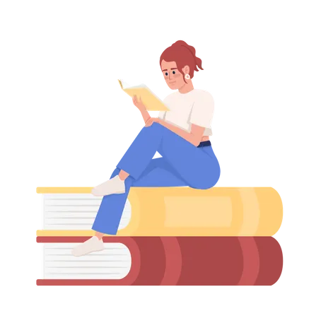 Girl reads book  Illustration