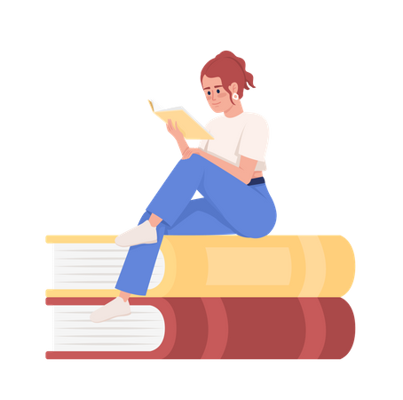 Girl reads book  Illustration