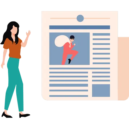 Girl reads sports news  Illustration