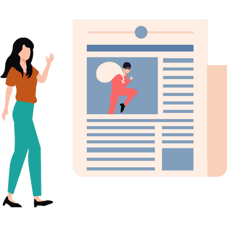 Girl reads sports news  Illustration